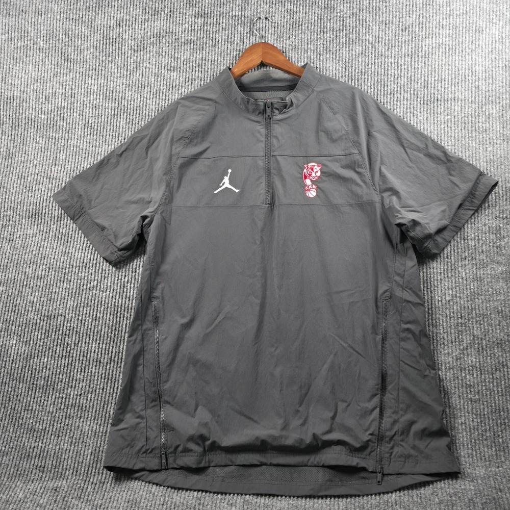 Jordan Jumpman CD2220-060 Dri-Fit Woven Short Sleeve Half Zip Mens Jacket L Gray